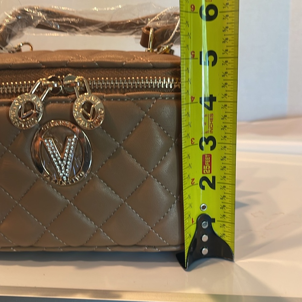 NWT $330 Valentino Orlandi Taupe Quilted Bag Vegan Leather 2 ways to carry style - Picture 15 of 17